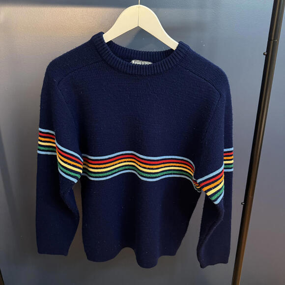 Sears Other - Vintage 80s Sears Rainbow Stripe Wool Crewneck Sweater Made in Canada 38/40